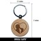 Dog Licking Boy's Face Heart Love Engraved Wood Round Keychain Tag Charm